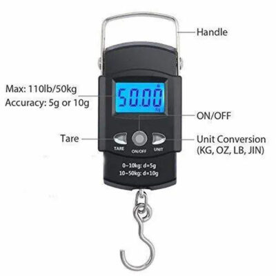 Mini Portable Hanging Digital Scale with Display. Luggage scale for up to 50kg