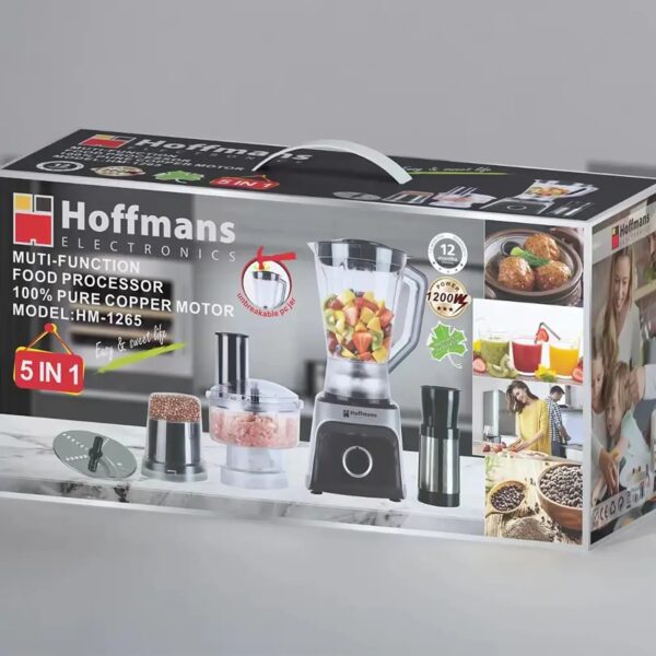 ROBOT ALIMENTAIRE MULTIFONCTION Hoffmans 1200W 5en1 1,8L – HM-1265 + 06 mois Garantie