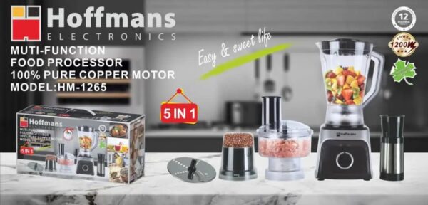 ROBOT ALIMENTAIRE MULTIFONCTION Hoffmans 1200W 5en1 1,8L – HM-1265 + 06 mois Garantie