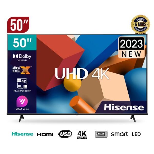 TV Smart Hisense 50 pouces - 50A6Q - 4K - Ultra HD - Écran sans bordure